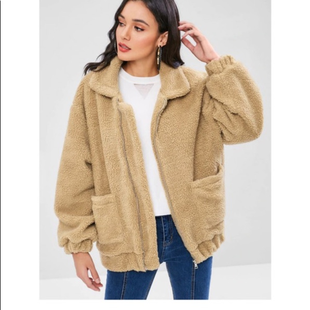 Zaful Zip Up Teddy Coat